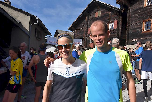 Die Sieger beim Jeizibärg-Lauf: Victoria Kreuzer und Werner Marti.