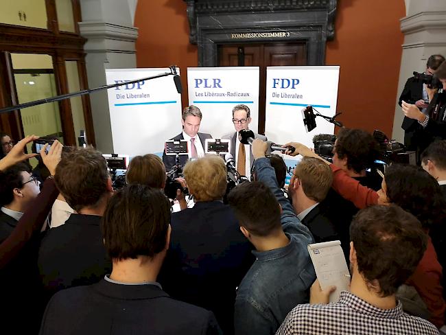 Die FDP-Fraktionsleitung nach den Hearings am Dienstagabend. Die FDP-Fraktion hat keine Wahlempfehlung zum CVP-Ticket abgegeben.