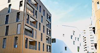 WNF-Geb&auml;ude. Im zweiten, dritten und vierten Stock (weisses Geb&auml;ude) werden schon bald Mieter einziehen.