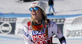 Mikaela Shiffrin f&auml;hrt im Super-G von Cortina d'Ampezzo einmal mehr auf den ersten Platz. 