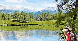 Touristische Aufwertung. Der Speichersee auf der Moosalp k&ouml;nnte auch als Badesee dienen. (Fotomontage)