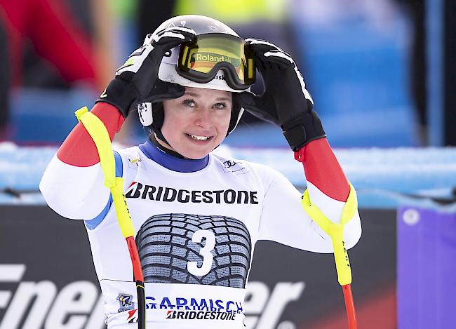 Corinne Suter. Nach Bronze im Super-G nun Silber in der Abfahrt.