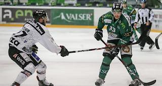 Am Ende klar. Visp-Verteidiger Marc Steiner (links) gegen Oltens Anthony Rouiller.