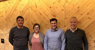 CVP Goms. Vizepr&auml;sident Daniel Garbely, Nationalratskandidatin Christine Clausen, Bezirkspr&auml;sident Dario Mulle und Kassier Francesco Walter (v.l.).