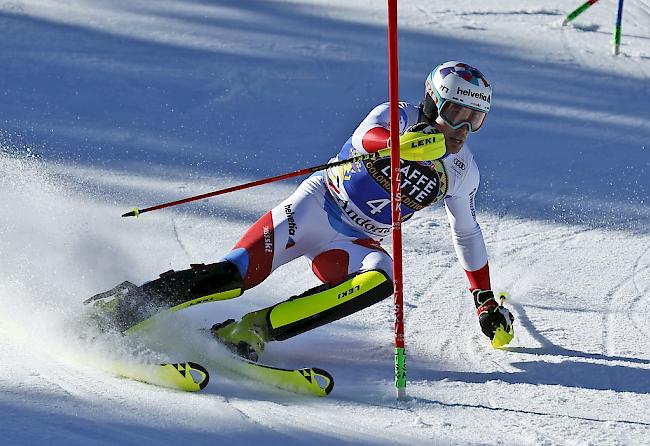 Daniel Yule belegt im letzten Weltcup-Slalom dieses Winters den 3. Platz. 