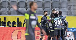 Jubel des FC Sitten in Thun, der dritte Sieg in Serie.