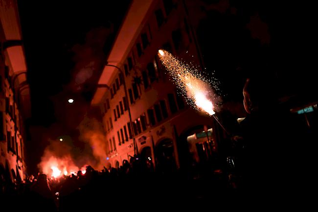 YB-Fans feiern am Samstag, 13. April in Bern den Meistertitel des BSC Young Boys, nach dem Super League Spiel zwischen dem FC Basel und dem Grasshopper Club Zürich.