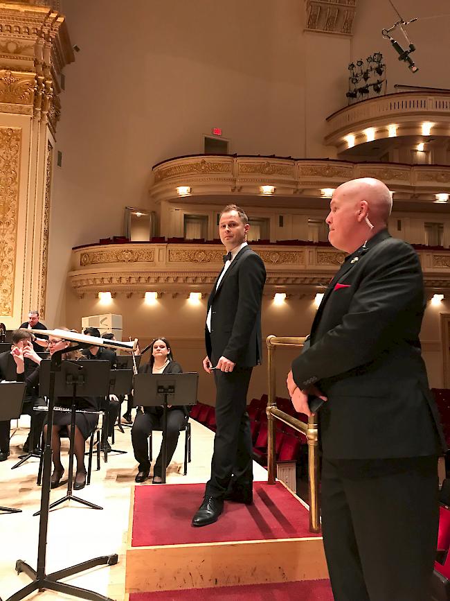 Beim Proben. Das Oberwalliser Blasorchester spielte am Dienstag in der New Yorker Carnegie Hall.