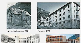 Visper Spitalgeschichte. Der letzte Ausbauschritt erfolgte 1986. Ab circa 2025 wird der Standort als Spital geschlossen. Es folgt die Umnutzung in ein Gesundheitszentrum.Fotos Kanton Wallis