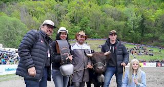 Rinder-K&ouml;nigin: &laquo;Fiona&raquo; von der Familie Wyssen aus Agarn mit Madelen, Diego, Alessandro und Tatjana.  