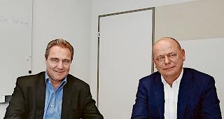 Mit Expansionspl&auml;nen. VR-Pr&auml;sident Alain Sapin und Mitinhaber der Rayforce AG, Stefan Salzmann (rechts).