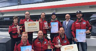 Elisabeth Ulli, Valentin K&ouml;nig, Dominik Frankiny, Michael Volken, Axel Halder (Borerlifte) und Christoph Golob (stehend, von links).
Daniel Meyer, Mathias Lorenz, Stefan Eyholzer (vorn, von links).