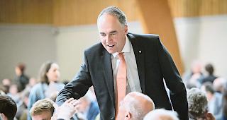 &Ouml;ffentliche Person. Christophe Darbellay im Mai 2016 bei der Nominationsversammlung der CVP Unterwallis f&uuml;r die Staatsratswahlen.