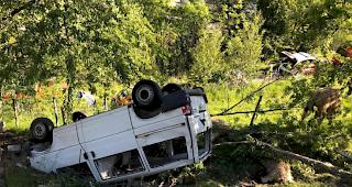 Beim Transport von Schafen ist am Freitagabend in Ausserberg ein Transporter von einer Flurstrasse abgekommen. Zwei Personen wurden dabei schwer verletzt. Etliche Schafe wurden beim Unfall get&ouml;tet.
