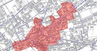 Nacht ohne Wasser. Dies gilt f&uuml;r die Liegenschaften innerhalb des rot markierten Bereichs.