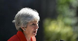 <b>R&uuml;cktritt.</b> Theresa May bei ihrer R&uuml;cktrittsank&uuml;ndigung vom 24. May 2019.