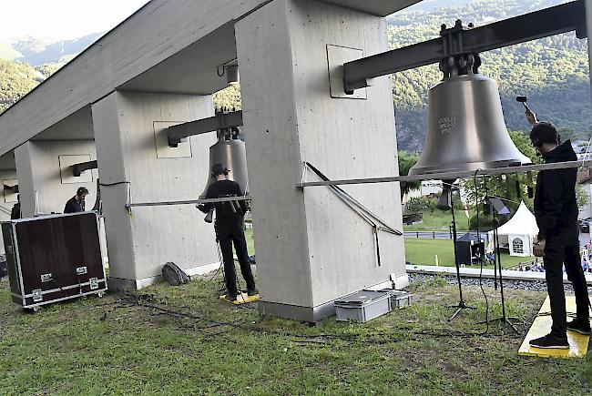 Das «ensemble schlagfertig» – ein «Könner-Quartett» an den Rarner Kirchenglocken.