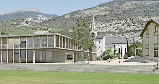 Salgesch: Verl&auml;uft alles fahrplanm&auml;ssig, so soll das neue Schulhaus im  Sommer 2022 bezugsbereit sein.