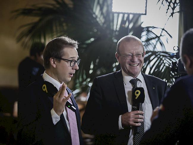 Die Unterwalliser Nationalräte Philippe Nantermod (links) und Jean-Luc Addor.