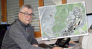 Rinaldo Andenmatten arbeitet an einer m&ouml;glichen Alternative (kl. Bild) f&uuml;r die neue &laquo;Hannigbahn&raquo; in Saas-Fee.
