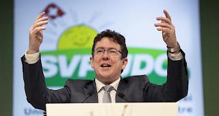 Parteipr&auml;sident und Nationalrat Albert R&ouml;sti im Januar 2019 an der Delegiertenversammlung der SVP Schweiz in Gossau (SG).