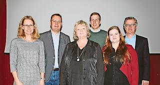 Das neue CSPO-Pr&auml;sidium. Danica Zurbriggen Lehner, Konstantin Bumann, Ida H&auml;fliger, Flavio Schmid, Julia Bl&ouml;chlinger und Diego Clausen (von links). Es fehlt J&eacute;r&ocirc;me Beffa.Foto mengis media