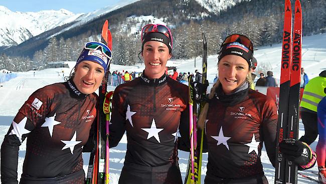 Flurina Volken, Sabine Di Lallo und Ladina Meier-Ruge – das Gommer Trio mit internationalen Einsätzen im Biathlonsport.