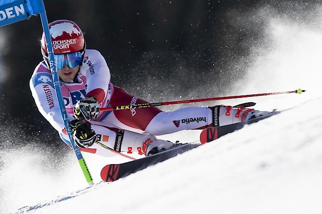 Auf Podestkurs. Der Unterwalliser Loïc Meillard fährt beim ersten Riesenslalom-Lauf von Adelboden auf den dritten Zwischenrang.