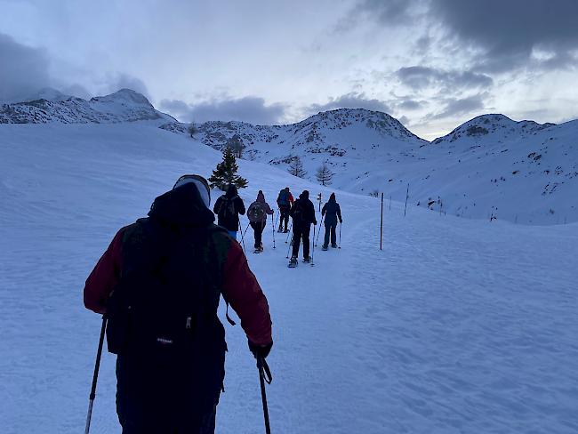 Gourmet-Schneeschuhtour auf dem Simplon. Elf solcher Angebote standen am Wochenende auf dem Programm.