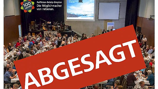 Die Raiffeisenbank Belalp-Simplon hat die Jubiläumsmitgliederanlässe 2020 abgesagt. Die Generalversammlung wurde verschoben.