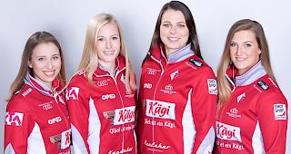 Elena Stern, Briar H&uuml;rlimann, Lisa Gisler und C&eacute;line Koller (v.l.n.r) wollen als amtierende Schweizer Meisterinnen im Curling auch bei der Weltmeisterschaft in Kanada gl&auml;nzen.