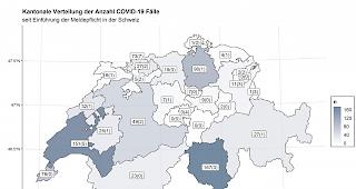 Auf der Grafik sieht man die zuerst die Anzahl best&auml;tigter F&auml;lle und dann in Klammern die Anzahl F&auml;lle mit erstem positivem Resultat, bei denen die Best&auml;tigung noch aussteht.